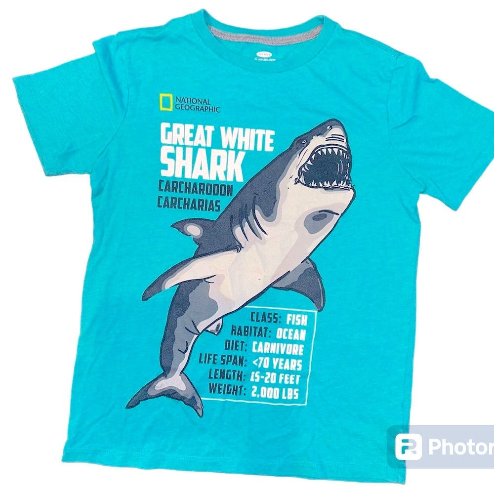 Old Navy Shark week t-shirt / boys turquoise shirt